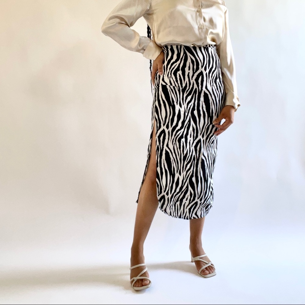 Reformation Zebra Print Midi Skirt Rare